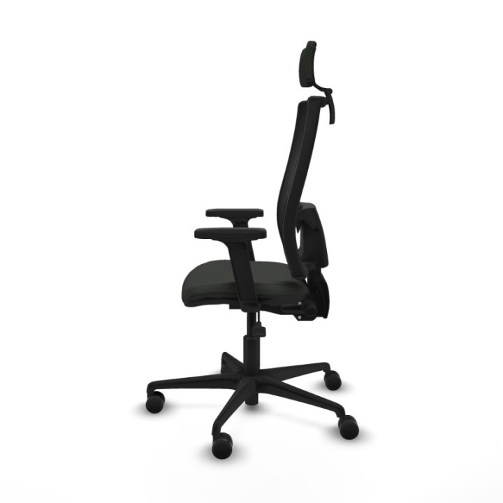 Silla Bormate asincro malla negra asiento bali negro brazos 2D ruedas 65mm cabecero regulable