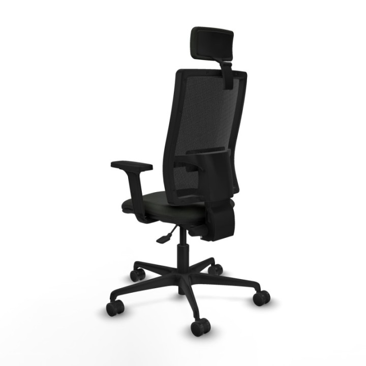 Silla Bormate asincro malla negra asiento bali negro brazos 2D ruedas 65mm cabecero regulable