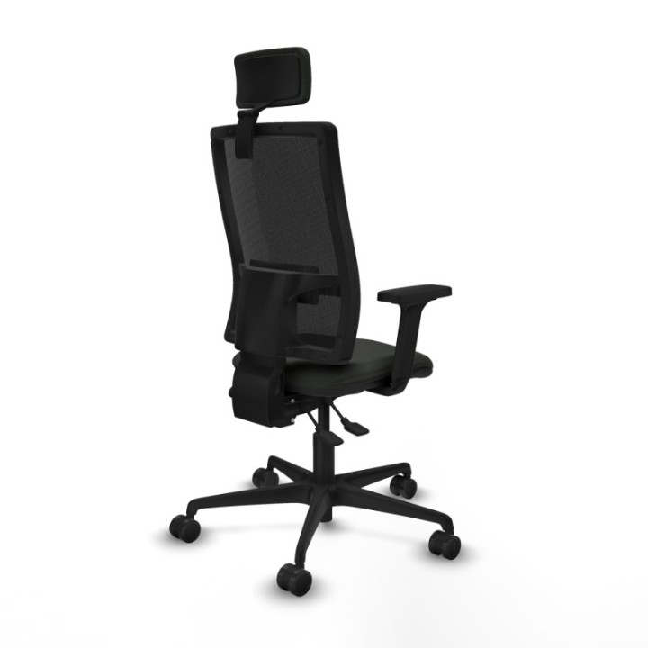 Silla Bormate asincro malla negra asiento bali negro brazos 2D ruedas 65mm cabecero regulable
