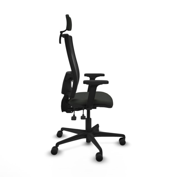 Silla Bormate asincro malla negra asiento bali negro brazos 2D ruedas 65mm cabecero regulable