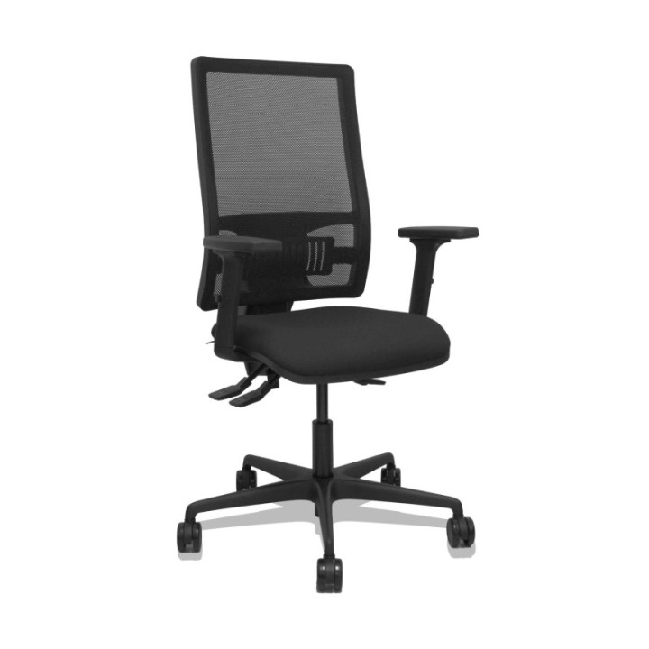 Silla Bormate asincro malla negra asiento bali negro brazos 2D ruedas 65mm
