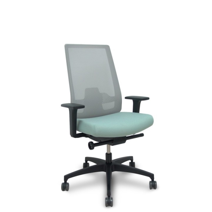 Silla Indeed traslack resp. malla gris asiento tonal verde claro brazos 2D base poliamida