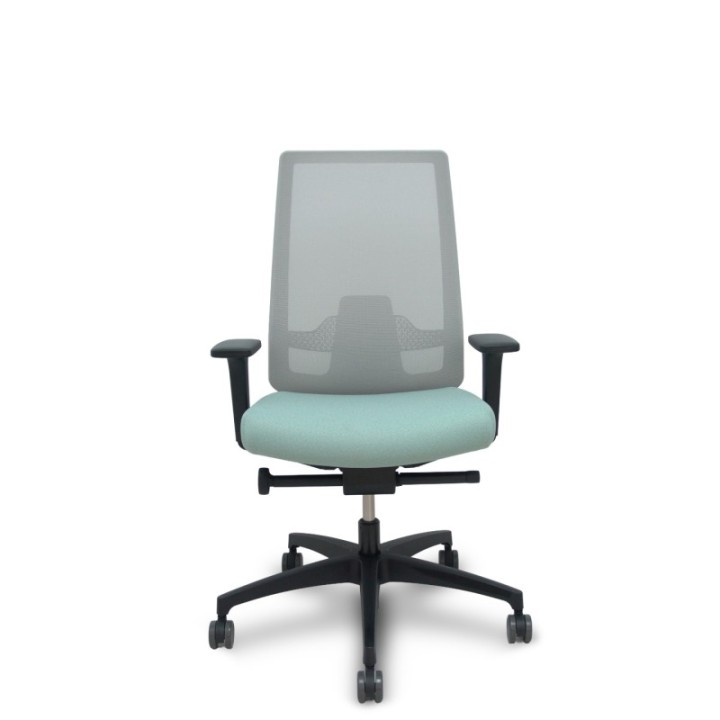 Silla Indeed traslack resp. malla gris asiento tonal verde claro brazos 2D base poliamida