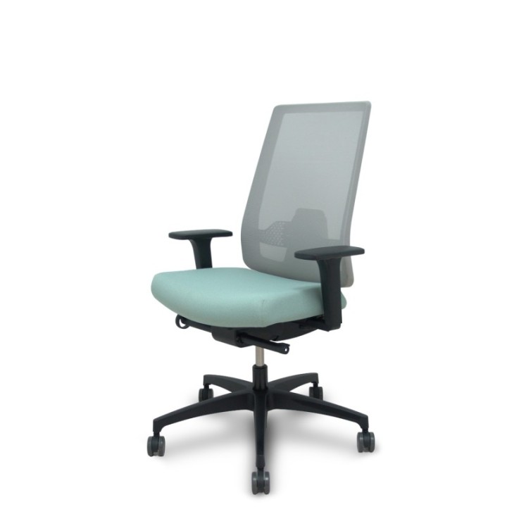 Silla Indeed traslack resp. malla gris asiento tonal verde claro brazos 2D base poliamida