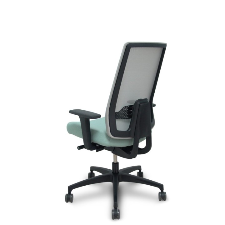 Silla Indeed traslack resp. malla gris asiento tonal verde claro brazos 2D base poliamida