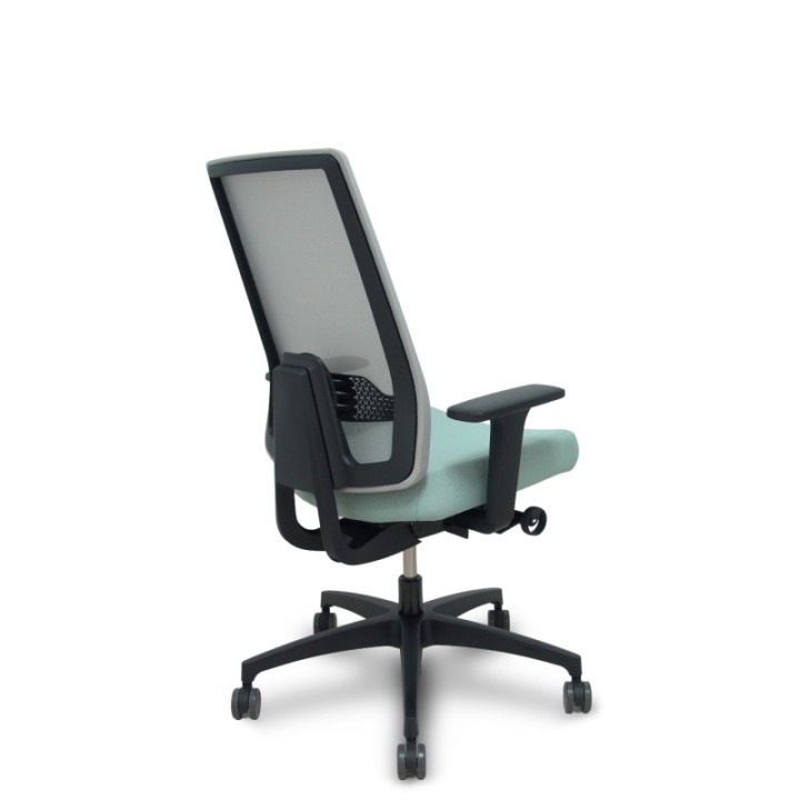 Silla Indeed traslack resp. malla gris asiento tonal verde claro brazos 2D base poliamida