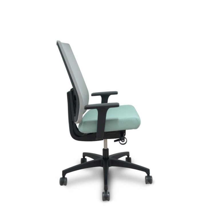 Silla Indeed traslack resp. malla gris asiento tonal verde claro brazos 2D base poliamida