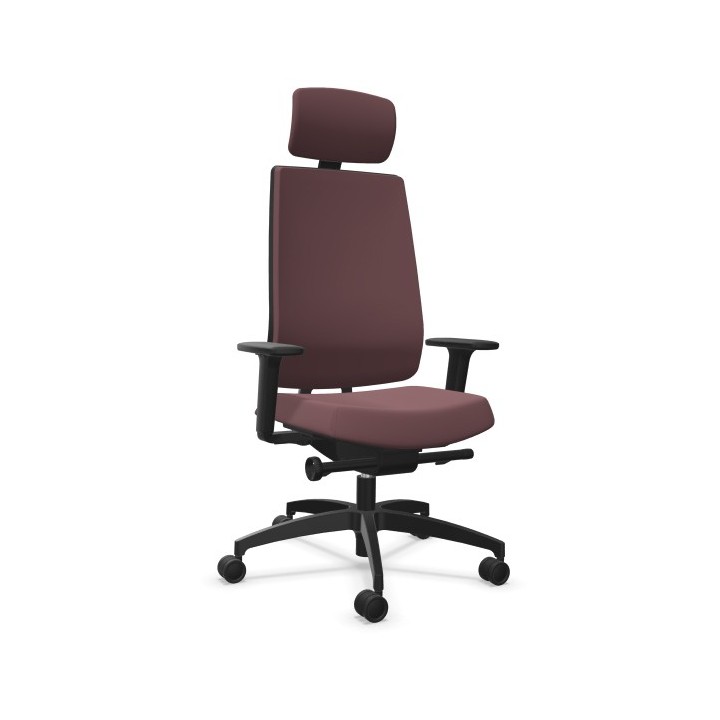 Silla Indeed traslacktapizada tonal color castaño brazos 2D base poliamida ruedas autofrenantes 60mm cabecero