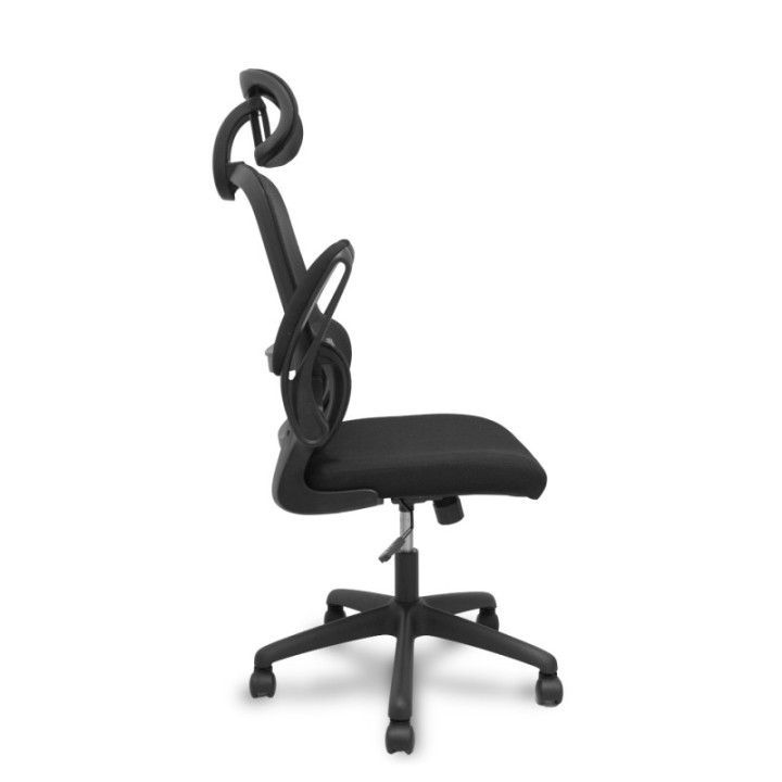 Silla Pro525 respaldo malla negro asiento tela color negro y cabecero
