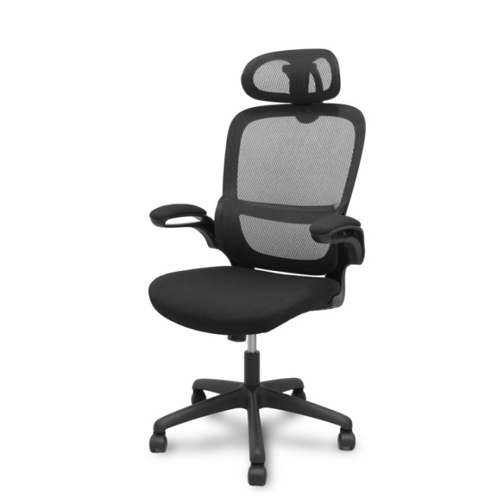 Silla Pro525 respaldo malla negro asiento tela color negro y cabecero