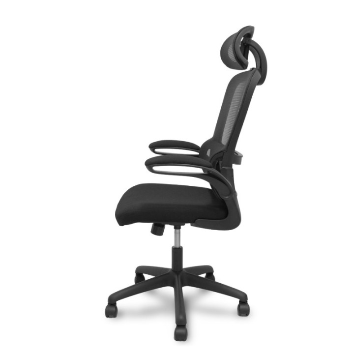 Silla Pro525 respaldo malla negro asiento tela color negro y cabecero