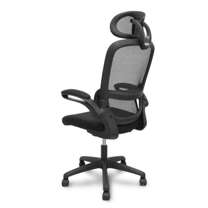 Silla Pro525 respaldo malla negro asiento tela color negro y cabecero