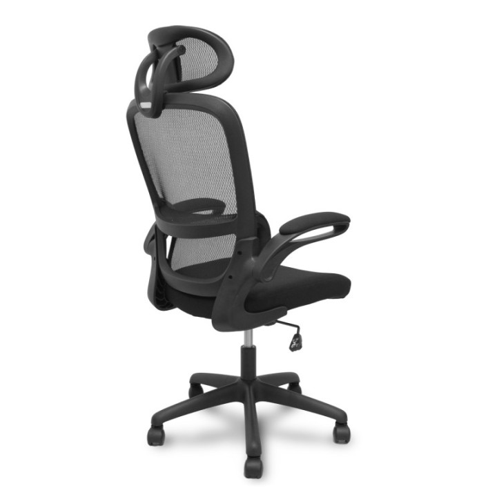 Silla Pro525 respaldo malla negro asiento tela color negro y cabecero