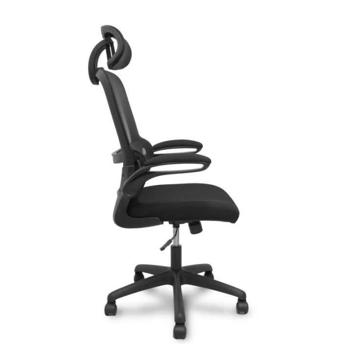 Silla Pro525 respaldo malla negro asiento tela color negro y cabecero