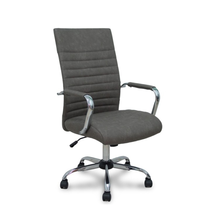Sillón Opti527CR cromada basculante similpiel gris base cromada