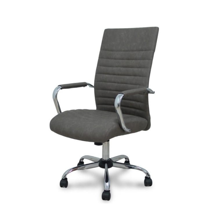 Sillón Opti527CR cromada basculante similpiel gris base cromada
