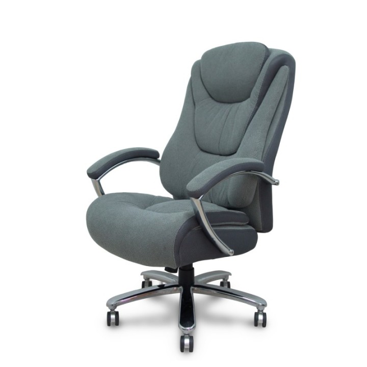 Sillón Ergo531 basculante tapizado tela y 3D color gris base cromo ruedas nailon 60mm