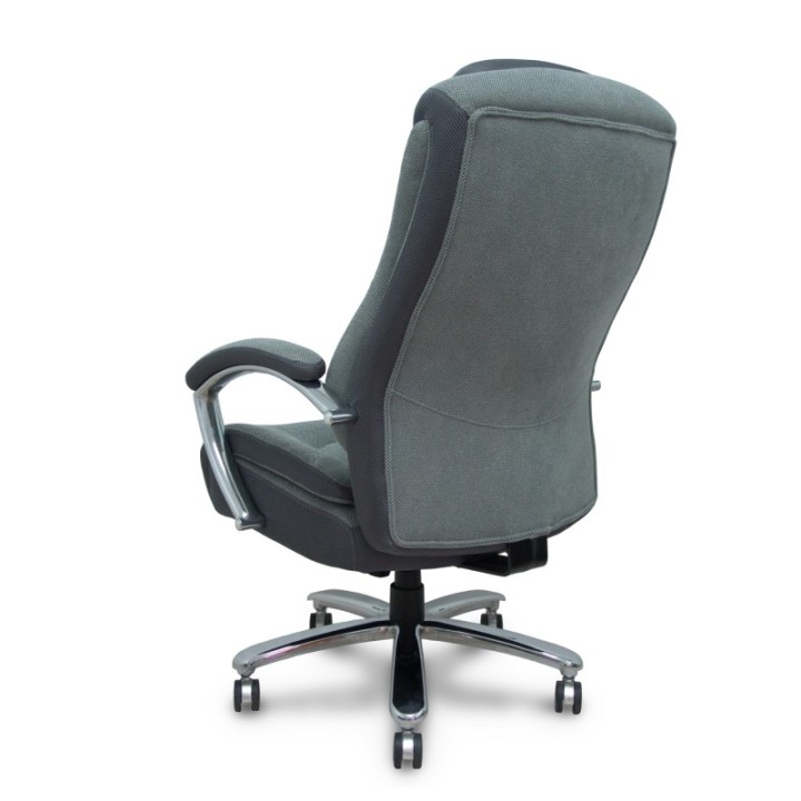 Sillón Ergo531 basculante tapizado tela y 3D color gris base cromo ruedas nailon 60mm