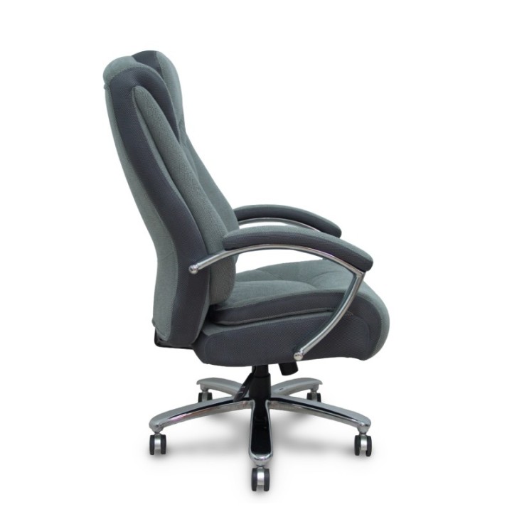 Sillón Ergo531 basculante tapizado tela y 3D color gris base cromo ruedas nailon 60mm