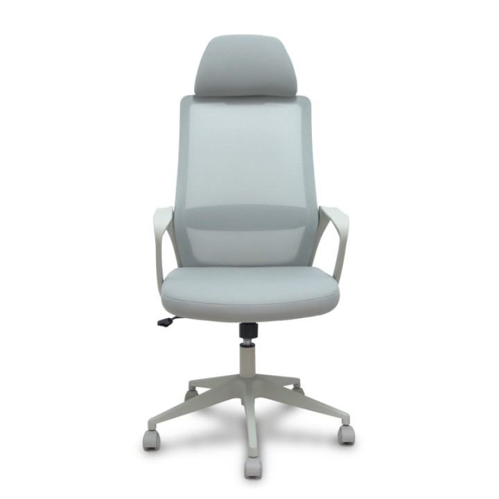 Silla Pro534 gris respaldo malla gris asiento tela gris base piramidal gris ruedas nailon