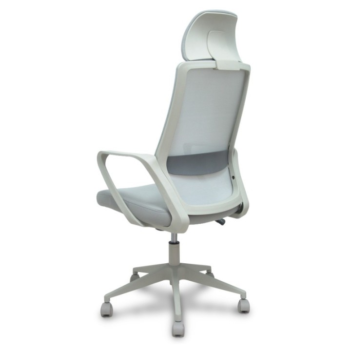 Silla Pro534 gris respaldo malla gris asiento tela gris base piramidal gris ruedas nailon