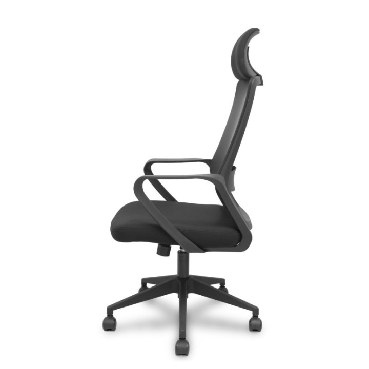Silla Pro534 negra respaldo malla negro asiento tela negro base piramidal negra ruedas nailon