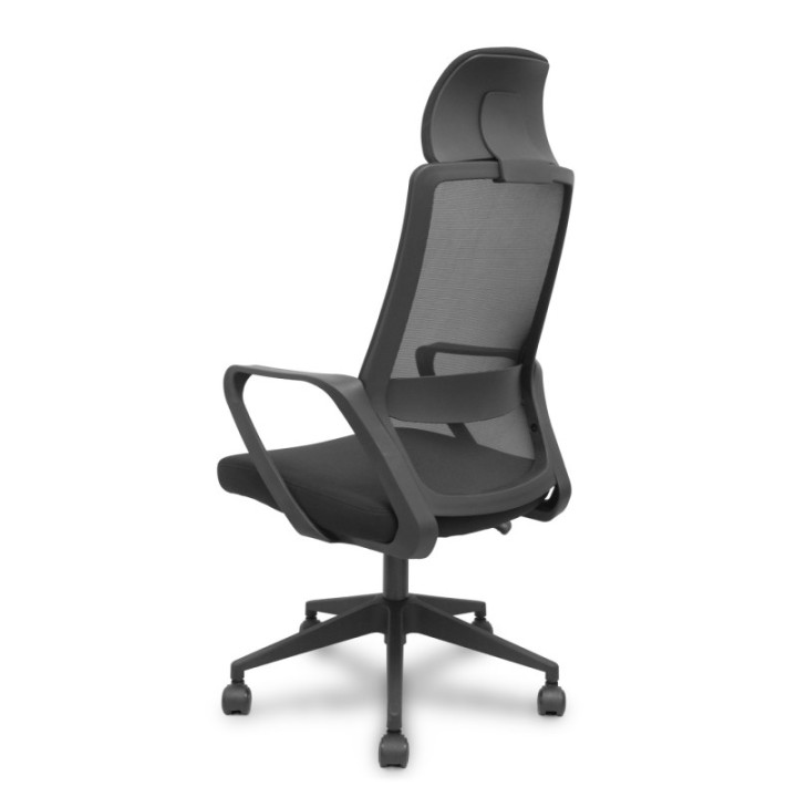 Silla Pro534 negra respaldo malla negro asiento tela negro base piramidal negra ruedas nailon