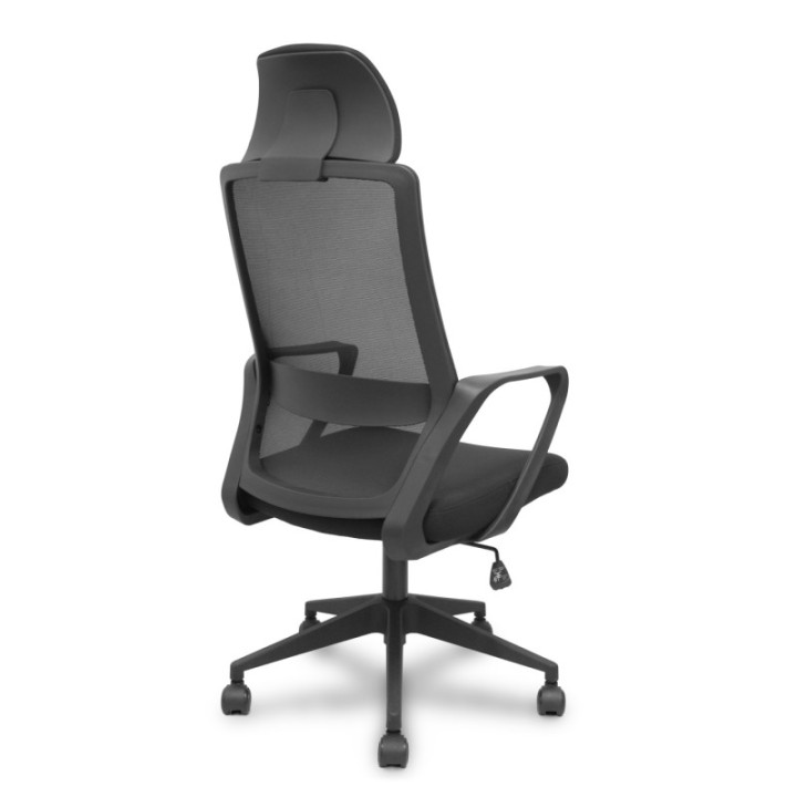 Silla Pro534 negra respaldo malla negro asiento tela negro base piramidal negra ruedas nailon