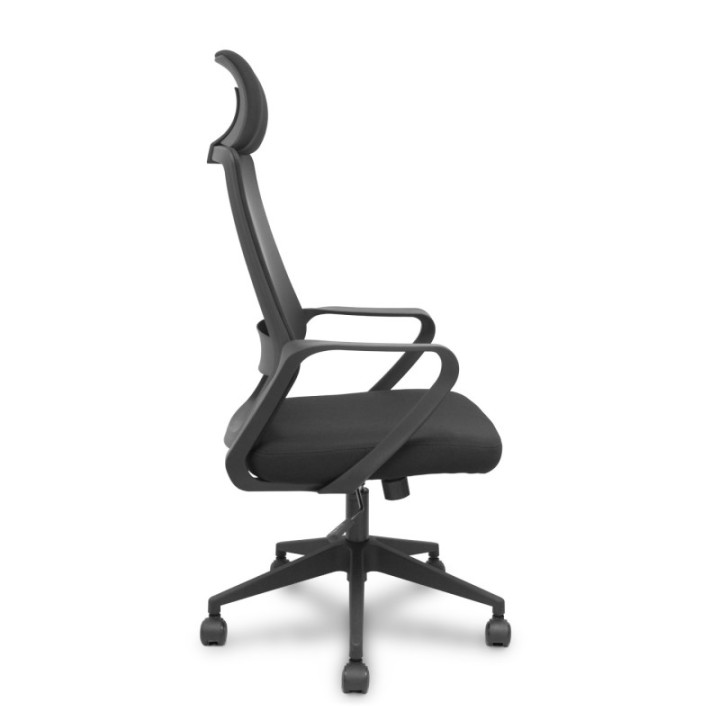 Silla Pro534 negra respaldo malla negro asiento tela negro base piramidal negra ruedas nailon