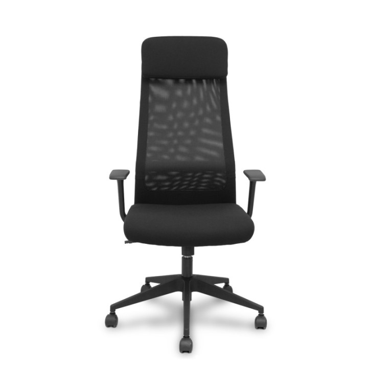 Silla Pro536 basculante tela negra brazos fijos.