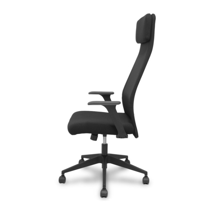 Silla Pro536 basculante tela negra brazos fijos.