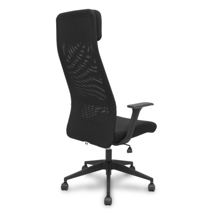 Silla Pro536 basculante tela negra brazos fijos.