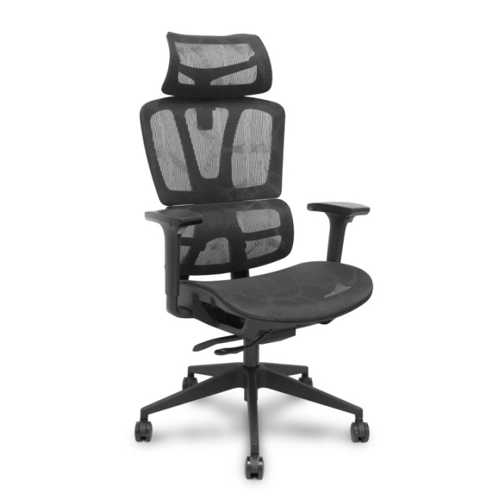 Silla Pro537 traslack malla negra brazos 3D ruedas nailon 60