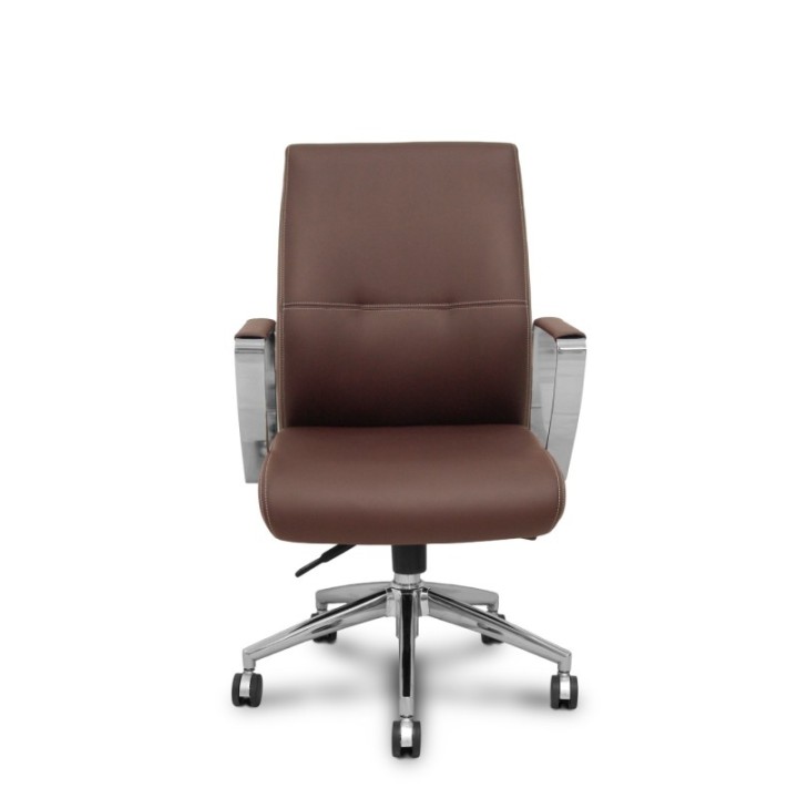 Sillón confidente Ergo540CS sincro similpiel marron base cromo ruedas cromadas