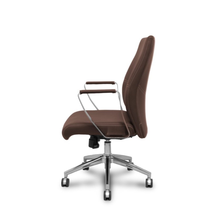 Sillón confidente Ergo540CS sincro similpiel marron base cromo ruedas cromadas