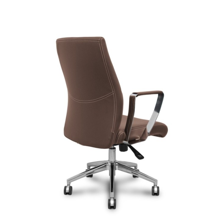 Sillón confidente Ergo540CS sincro similpiel marron base cromo ruedas cromadas