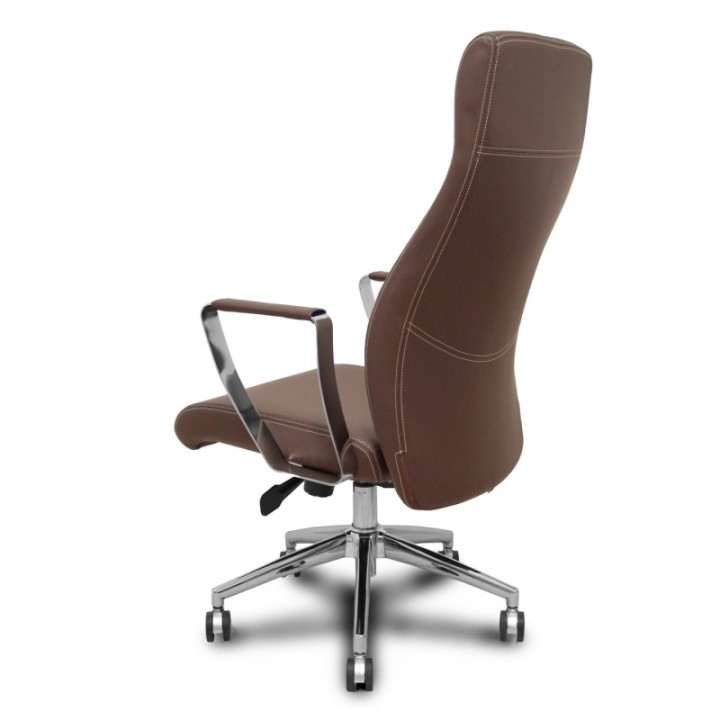 Sillón dirección Ergo540 sincro similpiel marrón base cromo ruedas cromadas