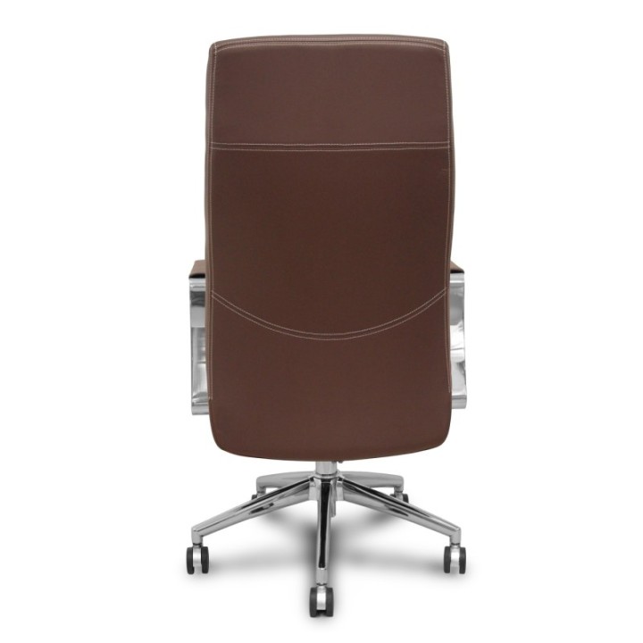 Sillón dirección Ergo540 sincro similpiel marrón base cromo ruedas cromadas