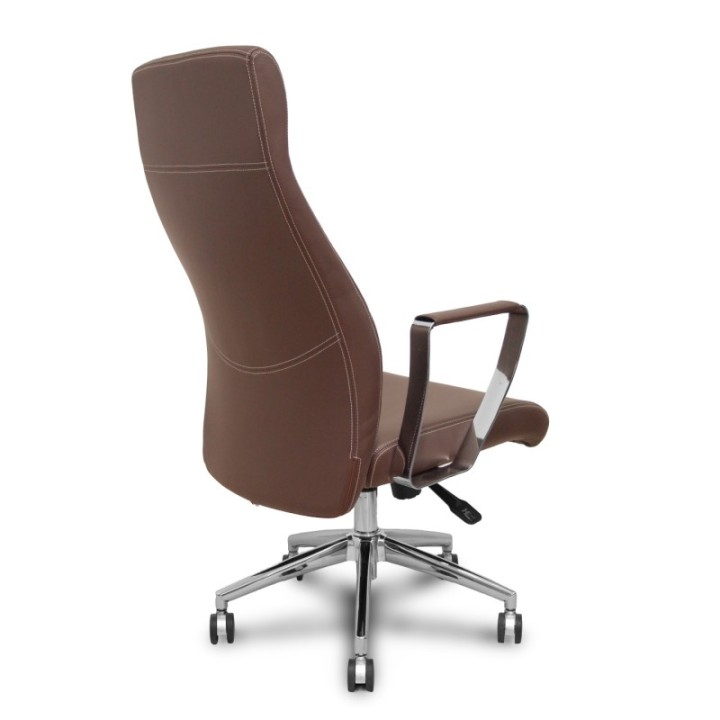 Sillón dirección Ergo540 sincro similpiel marrón base cromo ruedas cromadas