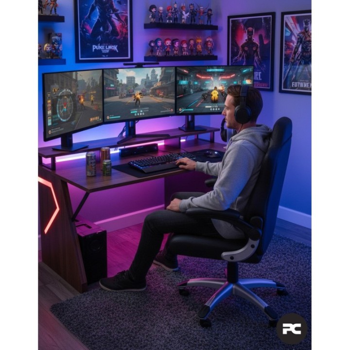 Silla gaming Talave similpiel negro y gris