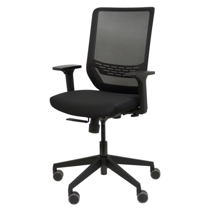 Silla Just Evo traslack tapizado polo azul brazos 4D base aluminio con cabecero