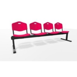 Bancada Iso plastic 4 plazas PVC color rojo