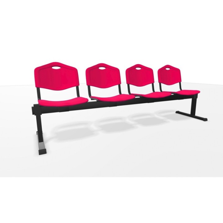 Bancada Iso plastic 4 plazas PVC color rojo