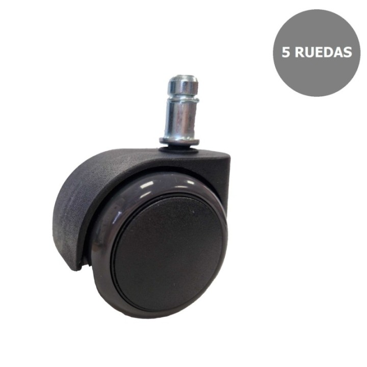 Kit de 5 ruedas engomadas de 50 mm perno 11 mm
