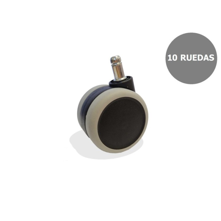 Kit de 10 ruedas engomadas de 65mm perno 11 mm