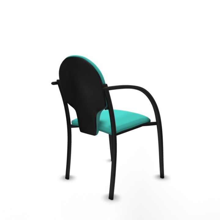 Pack 1 silla Hellín chasis 4 patas negro similpiel turquesa