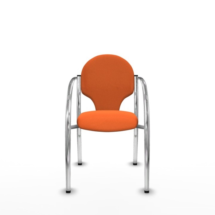 Pack 2 sillas Hellín chasis 4 patas cromo bali naranja