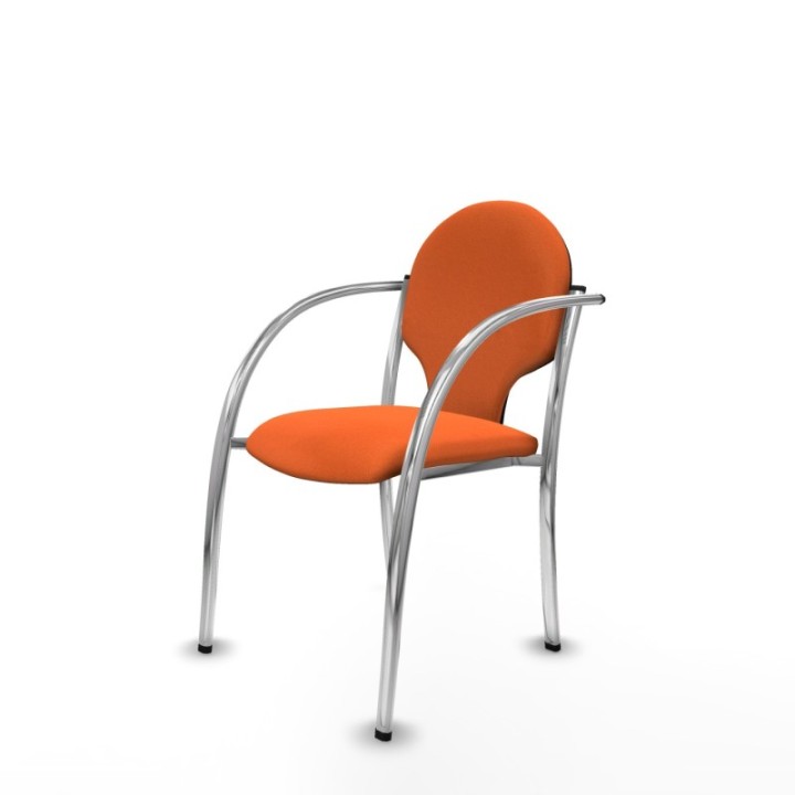 Pack 2 sillas Hellín chasis 4 patas cromo bali naranja