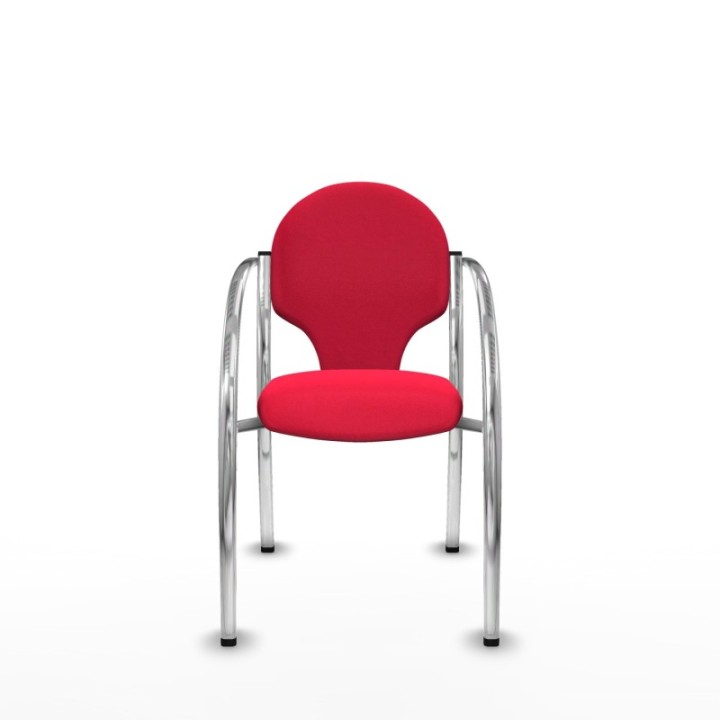 Pack 2 sillas Hellín chasis 4 patas cromo bali rojo