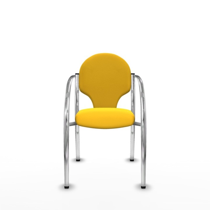 Pack 2 sillas Hellín chasis 4 patas cromo similpiel amarillo